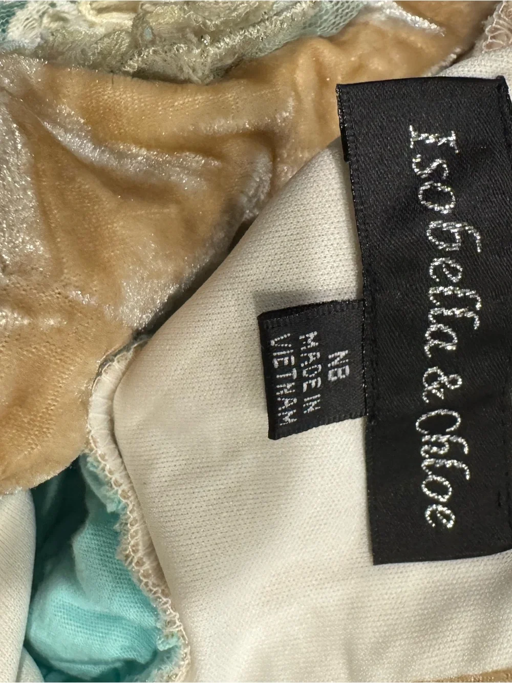Isobella & Chloe Teal and Gold Lace Infant Sleep Sack with Velvet Accents